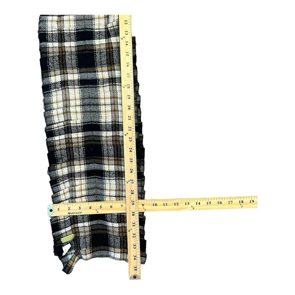 Echo Black Brown Beige Plaid Ruched Cozy Winter Cold Weather Scarf
